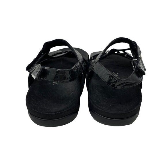 Vionic Womens 342 Paros Strappy Sandals Black Crocodile Skin Flat Hook & Loop 11 - Picture 6 of 10